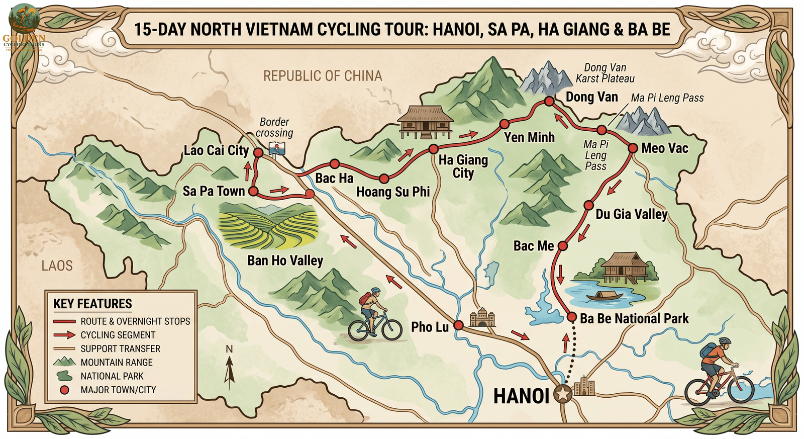 15-Day North Vietnam Cycling Tour: Hanoi, Sa Pa, Ha Giang & Ba Be