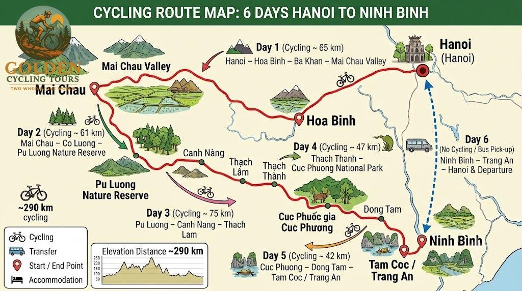 6-Day Mai Chau, Pu Luong & Ninh Binh E-Bike Tour